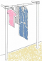 Mobile Preview: Garderobe Kleiderständer Textilregal Kleiderstange begehbahrer Schrank 120x110 cm breit 39 cm tief Wandbefestigung und Gummifüsse Stahlrohre verchromt Art Nr St.81.100