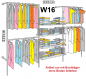Preview: Wandregalsystem Garderobensystem Kleiderkammer Kleiderstange mit Bordetagenhalter 200x320 cm breit und 40 cm tief Etagen individuell einzustellen Wandbefestigung und Gummifüsse Stahlrohre verchromt Art Nr W16