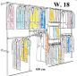 Preview: Wandregalsystem Garderobensystem Kleiderkammer Kleiderstange 200x430 cm breit und 40 cm tief Etagen individuell einzustellen Wandbefestigung und Gummifüsse Stahlrohre verchromt Art Nr W18