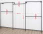 Preview: Wandregalsystem Schwarz Garderobensystem 205x325 cm breit und 35 cm tief Zubehör Endkappen Wandanschluss mit Eckverbindung Wandbefestigung Rundrohre pulverbeschichtet Art Nr W13BK