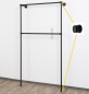 Preview: Wandregalsystem Schwarz Garderobensystem 205x110 cm breit und 35 cm tief Zubehör Endkappen Wandanschluss mit Eckverbindung Wandbefestigung Rundrohre pulverbeschichtet Art Nr W10BK