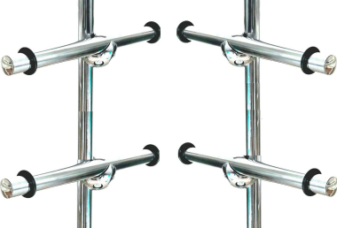 Bordetagenhalter 4 Stück Halter Gummi Auflagen mit Chrom Rohr und Knotenverbinder für Wandregalsystem Garderobensystem Kleiderkammer Kleiderstangen Art Nr B01