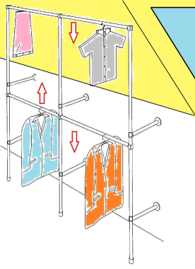 Dachschraege-Garderobe-Kleiderstaender-Kleiderstange-begehbahrer-Schrank-200-cm-hoch-210-cm-breit-120-cm-Tiefe-Stahlrohre-verchromt-Art-Nr-St.10.200