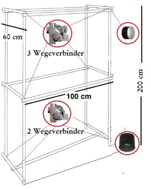 Profi Kleiderständer Garderobe Bekleidungsständer freistehend Aufbau mit Knotenverbindern Rundrohre Chrom Art Nr St.04.100