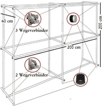 Profi Kleiderständer Garderobe Bekleidungsständer freistehend Aufbau mit Knotenverbindern Rundrohre Chrom Art Nr St.04.200