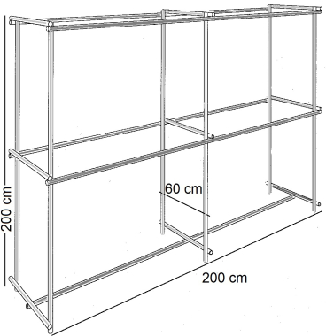 Profi Kleiderständer Warenständer Garderobe Regal freistehend 200x200 cm breit 60 cm Abmessungen Art Nr St.04.200