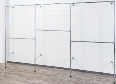 Wandregalsystem Garderobensystem Kleiderkammer Kleiderstange 200x230 cm breit und 40 cm tief Etagen individuell einzustellen Wandbefestigung und Gummifüsse stabile Stahlrohre verchromt Art Nr W14