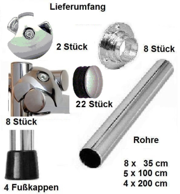 Wandregalsystem Garderobensystem Lieferumfang Verbinder Wandbefestigung Rundrohre Chrom Art Nr W06