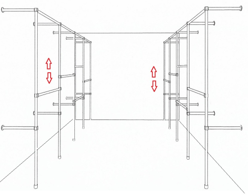 Ankleidezimmer Wandregalsystem Kleiderkammer begehbarer Schrank 2 mal 200x430 cm und 40 cm tief Etagen stufenlos verstellbar Wandbefestigung und Gummifüsse Stahlrohre verchromt Art Nr AnZi.4+4.0