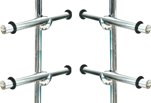 Bordetagenhalter 4 Stück Halter Gummi Auflagen mit Chrom Rohr und Knotenverbinder für Wandregalsystem Garderobensystem Kleiderkammer Kleiderstangen Art Nr B01
