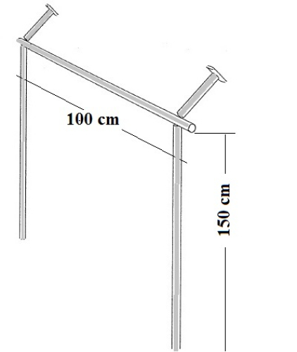 Dachschräge Garderobe Kleiderständer Kleiderstange begehbarer Schrank 150 cm hoch 100 cm breit Tiefe und Schrägung flexibel einstellbar Stahlrohre verchromt Art Nr St.09.150.100