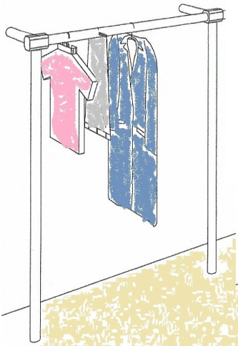 Garderobe Kleiderständer Textilregal Kleiderstange begehbahrer Schrank 120x110 cm breit 39 cm tief Wandbefestigung und Gummifüsse Stahlrohre verchromt Art Nr St.81.100