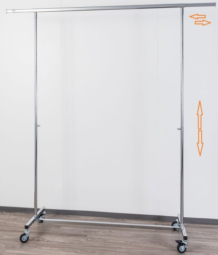 Hercules Kleiderständer höhenverstellbar maximal 225cm Breit und 210 cm Hoch grosse Rollen Rollständer Konfektionsständer Chrome Art Nr Nr 4 4 8 Hercules