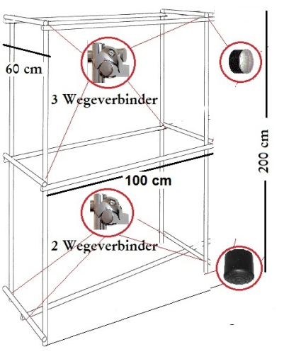 Profi Kleiderständer Garderobe Bekleidungsständer freistehend Aufbau mit Knotenverbindern Rundrohre Chrom Art Nr St.04.100