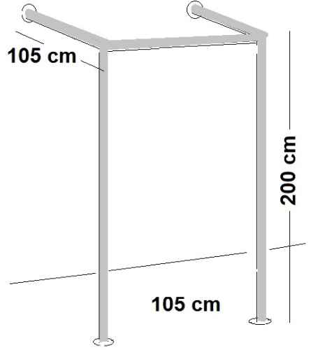 Umkleidekabine 1er Ankleidekabine Breite 105x105 cm und 200 cm hoch Wandbefestigung und Gummifüsse Stahlrohre verchromt Art Nr U1