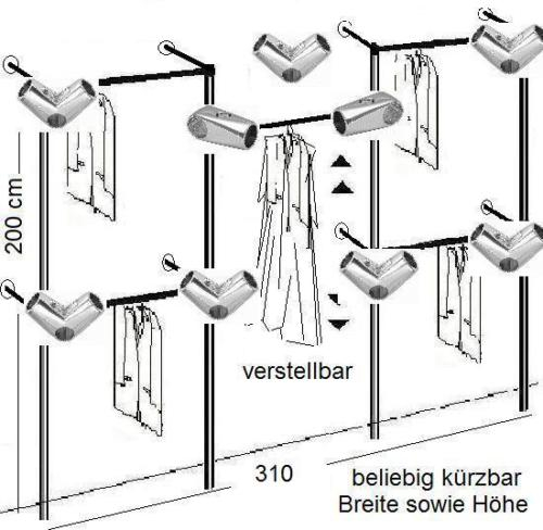 Wandregalsystem Garderobensystem Zubehör Aufbau Anleitung Skizze Verbinder Endkappen Füsse Wandanschluss Wandbefestigung Rundrohre Chrom Art Nr W13