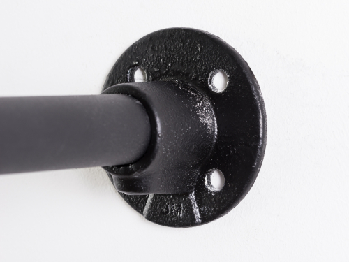 Wandrosette Wandanschluss Wandflansch Wandbefestigung für schwarzes 27 mm Rohr rund Wandregalsystem Garderobensystem Kleiderkammer Kleiderstangen für Art Nr W03BK Eck